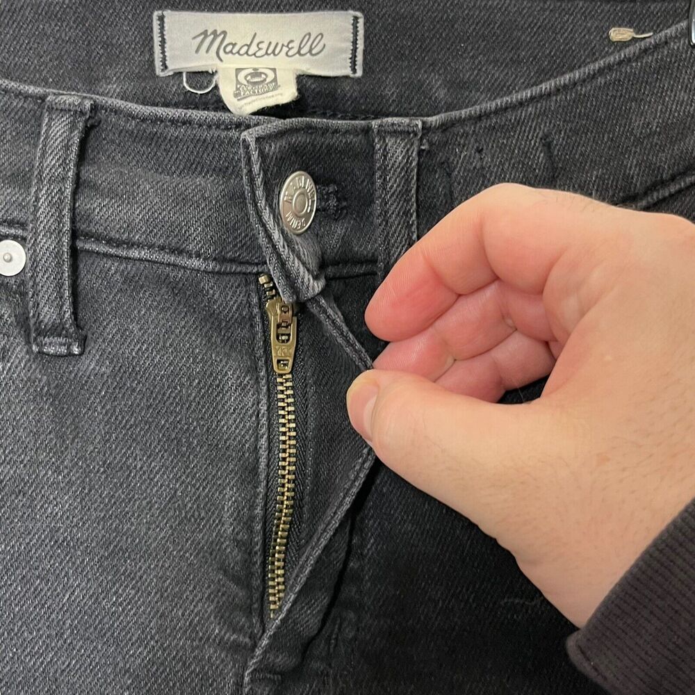 Madewell Cali Demi Boot Jeans Women's 23 Black Denim‎ Cropped Stretch Casual - Picture 12 of 12